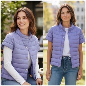 New! PATTY KIM Audrey Lavender Purple Puffer Snap Vest Jacket 🪻Medium NWT!